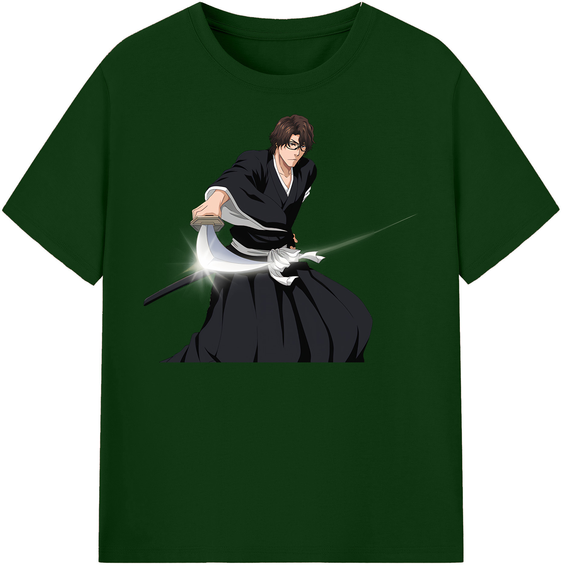 （画像用） ブリーチ 藍染 惣右介（あいぜん そうすけ） BLEACH Aizen Sousuke 綿100％半袖Tシャツ（フロントプリント）